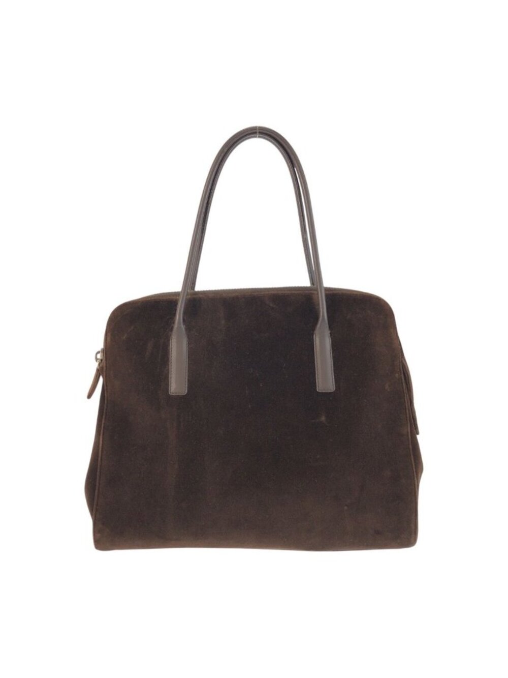 Prada Brown Silver Velour Leather Tote